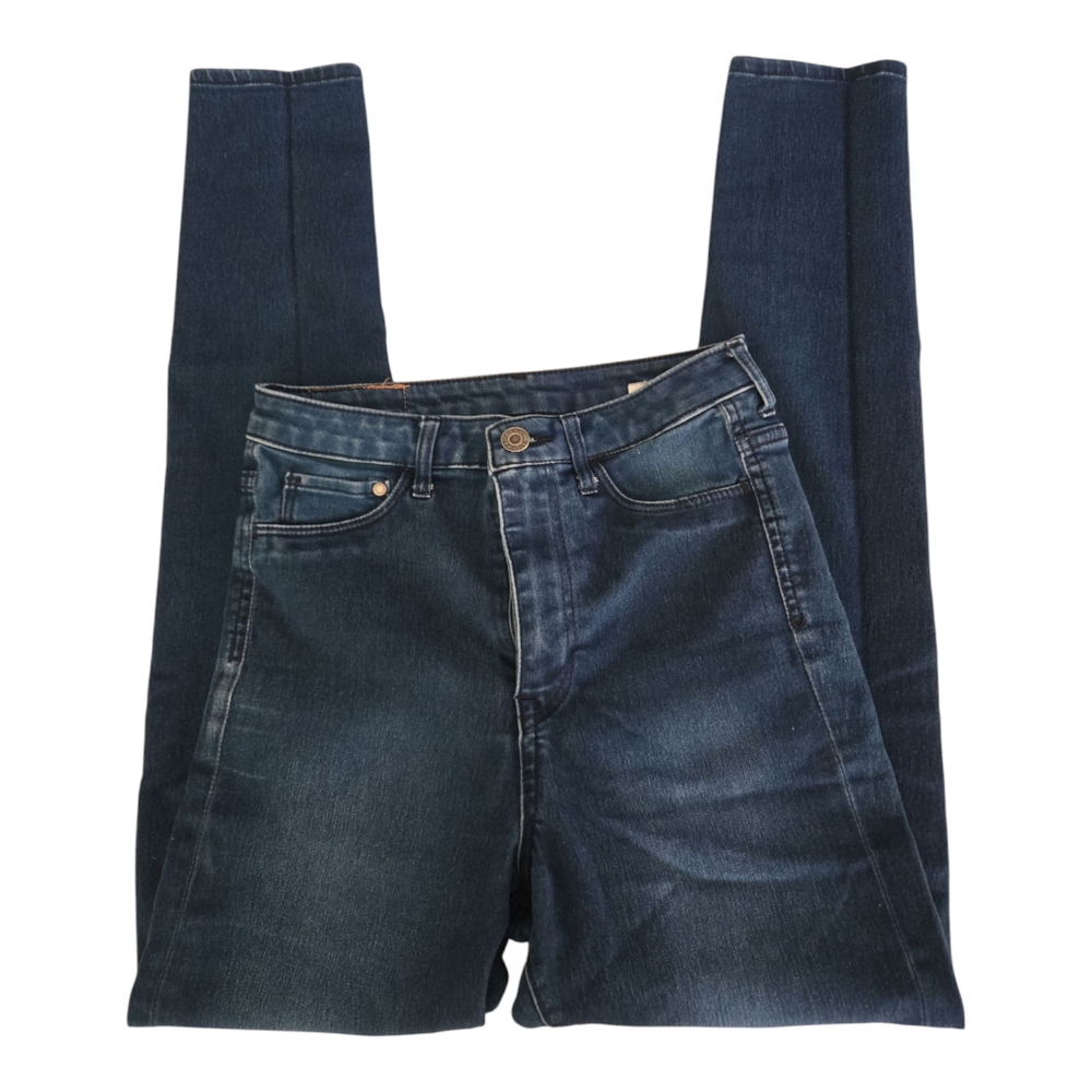 H&M Blue Skinny Jeans with Tapered Leg and Distressed Look